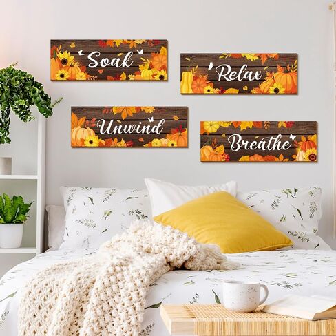 Thrist Highland Cow Decor Wall Art 4PCS Let Go Accept Believe Have faith Wooden Inspirational Farmhouse Wall Art Picture Positive Quotes Highland Cow Bathroom Wall Decor for Bedroom Living Room in Saudi Arabia