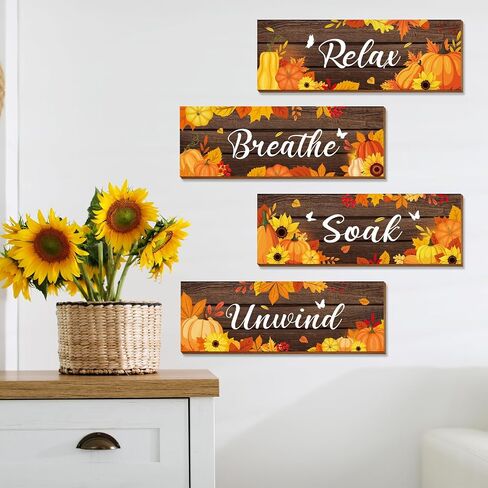 Thrist Highland Cow Decor Wall Art 4PCS Let Go Accept Believe Have faith Wooden Inspirational Farmhouse Wall Art Picture Positive Quotes Highland Cow Bathroom Wall Decor for Bedroom Living Room in Saudi Arabia