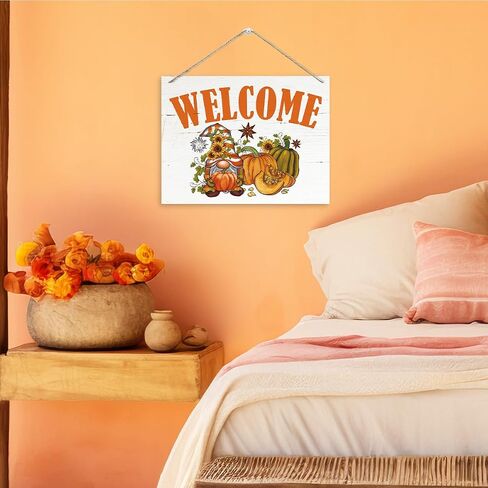Hello Fall Sign, Fall Decor, Rustic Wooden Hanging Plaque Sign, Autumn Leaves Decor, Welcome Decor for Front Door Porch Entryway, Farmhouse Home Decor Indoor Outdoor, Wall Decor Art in Saudi Arabia