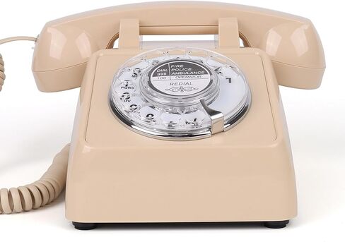 Rotary Retro Phone, Landline Phone with Old Fashion Rotary Dial, Adjustable Volume Corded Phone with Redial Function, Decorative Retro Phones for Home/Office, Vintage Gift Phone, White in Saudi Arabia