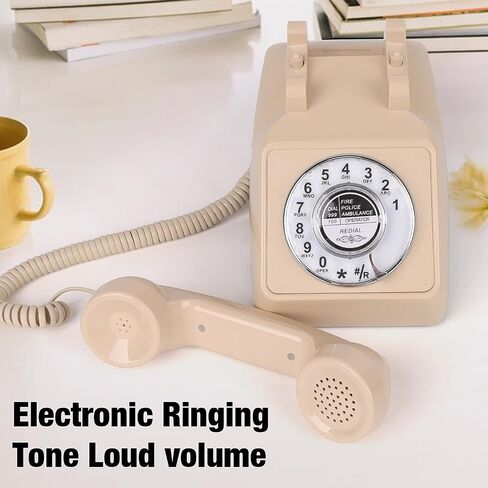 Rotary Retro Phone, Landline Phone with Old Fashion Rotary Dial, Adjustable Volume Corded Phone with Redial Function, Decorative Retro Phones for Home/Office, Vintage Gift Phone, White in Saudi Arabia