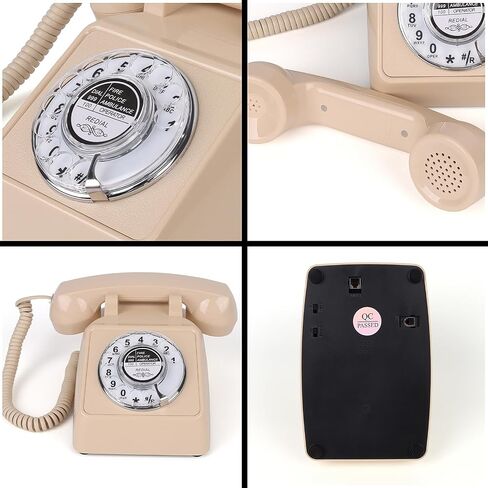 Rotary Retro Phone, Landline Phone with Old Fashion Rotary Dial, Adjustable Volume Corded Phone with Redial Function, Decorative Retro Phones for Home/Office, Vintage Gift Phone, White in Saudi Arabia