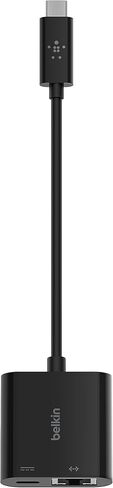 Belkin Connect USB-C to Ethernet + Charge Adapter 100W w/Gigabit Ethernet Port and USB-C Port - 10/100/1000 Mbps for Fast Internet Connection - Compatible with iPhone 15, Samsung Galaxy S24, & More in Kuwait