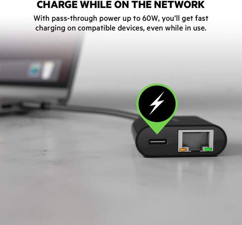 Belkin Connect USB-C to Ethernet + Charge Adapter 100W w/Gigabit Ethernet Port and USB-C Port - 10/100/1000 Mbps for Fast Internet Connection - Compatible with iPhone 15, Samsung Galaxy S24, & More in Kuwait