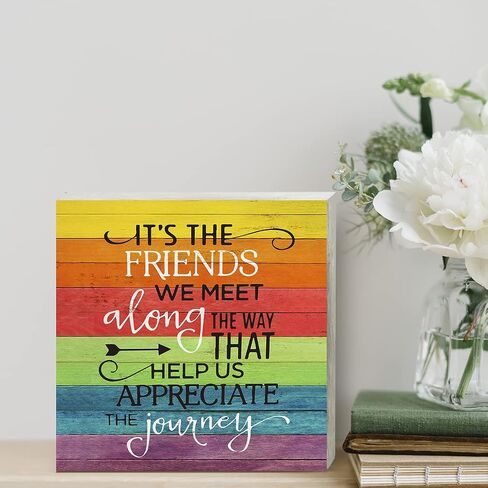 Inspirational Wooden Box Sign Desk Decor just be Happy Today Quote Wood Block Plaque Box Signs Rustic Box Sign for Home Living Room Shelf Table Decoration (5 X 5 Inch) in Saudi Arabia