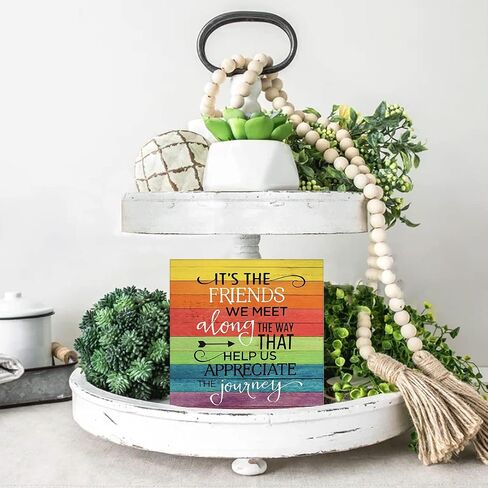 Inspirational Wooden Box Sign Desk Decor just be Happy Today Quote Wood Block Plaque Box Signs Rustic Box Sign for Home Living Room Shelf Table Decoration (5 X 5 Inch) in Saudi Arabia
