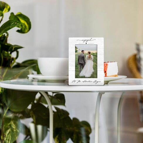 Engagement 4x6 Picture Frame, Just Engaged Gifts, Engagement Gifts for Couples,Wedding Gifts for Newlyweds Bride Groom, Engagement Picture Photo Frames for Desk Decor in Saudi Arabia