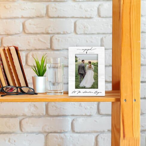 Engagement 4x6 Picture Frame, Just Engaged Gifts, Engagement Gifts for Couples,Wedding Gifts for Newlyweds Bride Groom, Engagement Picture Photo Frames for Desk Decor in Saudi Arabia