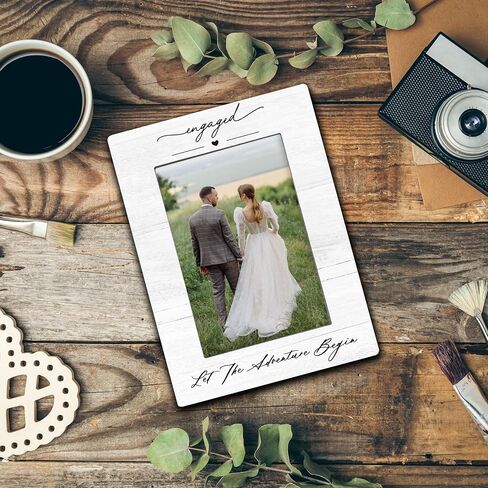 Engagement 4x6 Picture Frame, Just Engaged Gifts, Engagement Gifts for Couples,Wedding Gifts for Newlyweds Bride Groom, Engagement Picture Photo Frames for Desk Decor in Saudi Arabia