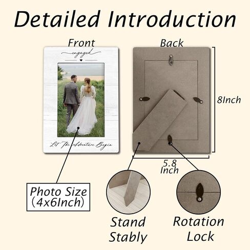Engagement 4x6 Picture Frame, Just Engaged Gifts, Engagement Gifts for Couples,Wedding Gifts for Newlyweds Bride Groom, Engagement Picture Photo Frames for Desk Decor in Saudi Arabia