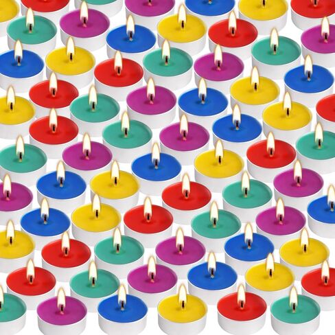 50 Packs Assorted Colors Unscented Tealights Candle Bulk, 5 Colors Smokeless Mini Votive Candles for Home Decor Dinner Shabbat Valentine's Day, 4 Hours in Saudi Arabia
