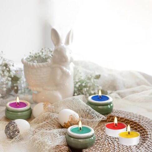 50 Packs Assorted Colors Unscented Tealights Candle Bulk, 5 Colors Smokeless Mini Votive Candles for Home Decor Dinner Shabbat Valentine's Day, 4 Hours in Saudi Arabia