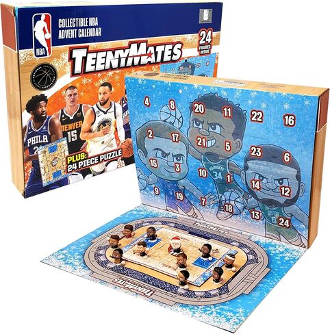 تقويم المجيء من سلسلة Party Animal Teenymate NBA 2024 Series 10، 24 شخصية، طول 1 بوصة، ألوان الفريق in Kuwait