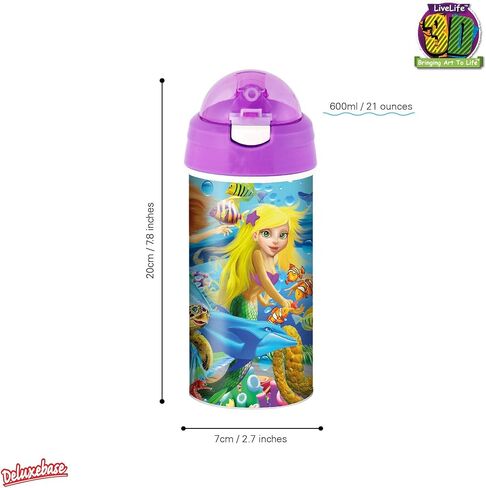 Drinking Bottle - Butter Flutter from Deluxebase. 3D Lenticular Butterfly Water Bottle with Straw. 20oz kids water bottle with original artwork from renowned artist, Michael Searle in Saudi Arabia