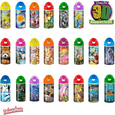 Drinking Bottle - Butter Flutter from Deluxebase. 3D Lenticular Butterfly Water Bottle with Straw. 20oz kids water bottle with original artwork from renowned artist, Michael Searle in Saudi Arabia