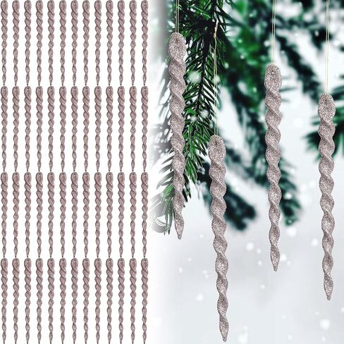 60 Pieces Twisted Icicle Ornament Christmas Tree Decoration Glitter Spiral Strip Hangings for Christmas Holiday Party Wedding Accessories, 5.1 Inch(Red and Green) in Saudi Arabia