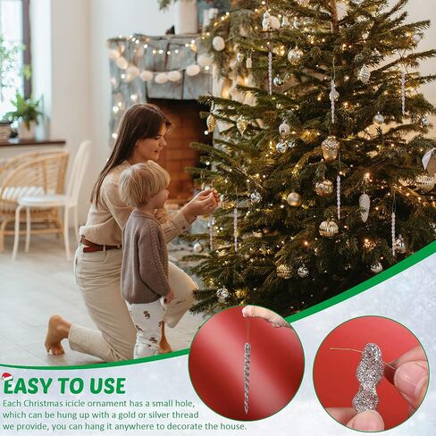 60 Pieces Twisted Icicle Ornament Christmas Tree Decoration Glitter Spiral Strip Hangings for Christmas Holiday Party Wedding Accessories, 5.1 Inch(Red and Green) in Saudi Arabia