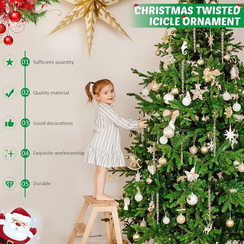 60 Pieces Twisted Icicle Ornament Christmas Tree Decoration Glitter Spiral Strip Hangings for Christmas Holiday Party Wedding Accessories, 5.1 Inch(Red and Green) in Saudi Arabia