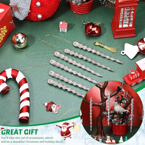 60 Pieces Twisted Icicle Ornament Christmas Tree Decoration Glitter Spiral Strip Hangings for Christmas Holiday Party Wedding Accessories, 5.1 Inch(Red and Green) in Saudi Arabia