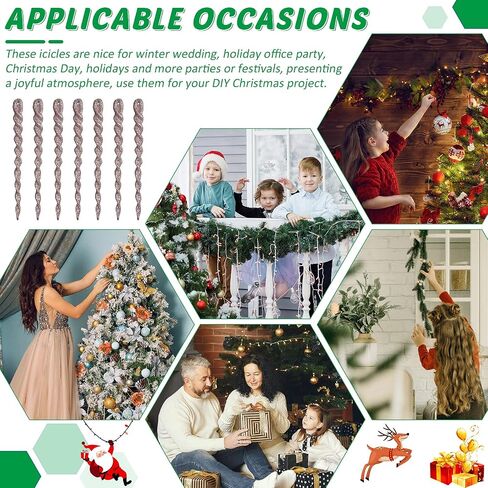 60 Pieces Twisted Icicle Ornament Christmas Tree Decoration Glitter Spiral Strip Hangings for Christmas Holiday Party Wedding Accessories, 5.1 Inch(Red and Green) in Saudi Arabia