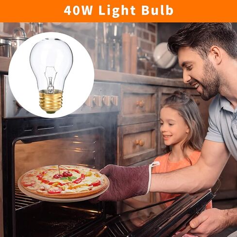 4 Pack Oven Light Bulb 40 Watt 120V A15 Replacement Light Bulb E26 Standard Base High Temperature 300 Degree Resistant Appliance Bulb for Oven Stove Refrigerator Microwave, Clear in Saudi Arabia