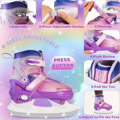 Girls Adjustable Ice Skates for Youth Women, Kids Hockey Skates for Outdoor and Rink, Soft and Comfortable Lining Ice Skating Shoes in Saudi Arabia