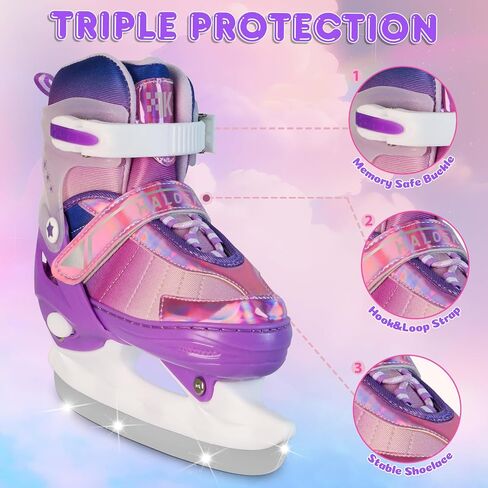 Girls Adjustable Ice Skates for Youth Women, Kids Hockey Skates for Outdoor and Rink, Soft and Comfortable Lining Ice Skating Shoes in Saudi Arabia