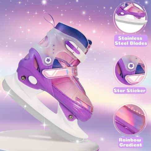 Girls Adjustable Ice Skates for Youth Women, Kids Hockey Skates for Outdoor and Rink, Soft and Comfortable Lining Ice Skating Shoes in Saudi Arabia