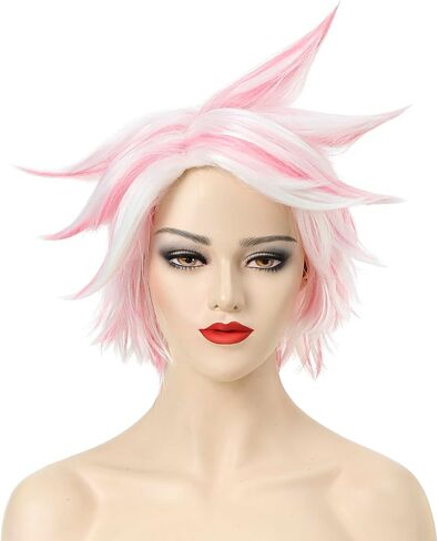Anime Outfit Short Unisex Red and Brown Cosplay Wig with Devil Horns Detachable Ears Red Monocle with Glasses Chain,Mens Red Wig for Costume Party Halloween Theme Party in Saudi Arabia