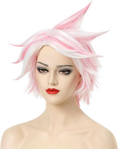 Anime Outfit Short Unisex Red and Brown Cosplay Wig with Devil Horns Detachable Ears Red Monocle with Glasses Chain,Mens Red Wig for Costume Party Halloween Theme Party in Saudi Arabia
