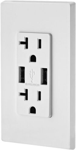 مجموعة Leviton GUAC2-W 20A SmartlockPro للاختبار الذاتي GFCI مع USB داخلي من النوع A ونوع C، شاحن USB للهواتف الذكية والأجهزة اللوحية in Saudi Arabia