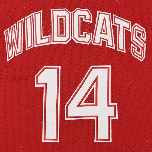 رجل Wildcats كرة السلة المدرسة الثانوية الموسيقية جيرسي تروي بولتون # 14 تشاد دانفورث # 8 قمصان رياضية أحمر / أبيض XS-XXL in Saudi Arabia