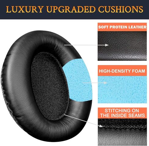 استبدال وسائد الأذن من جل التبريد SOULWIT لسماعات الرأس Cowin (Silensys) E7/E7 Pro (لا تناسب SE7)، وسادات الأذن من نسيج الحرير الجليدي، ورغوة عزل الضوضاء - أسود in Saudi Arabia