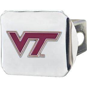 Virginia Tech University Hokies Chrome Metal Hitch Cover with 3D Color Team Logo by FANMATS - Unique Round Molded Design – Easy Installation on Truck, SUV, Car - Ideal Gift for Die Hard NCAA Fan
