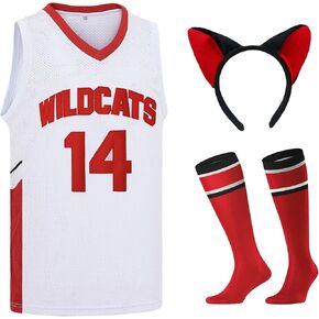Mens Wildcats Basketball High School Musical Jersey Troy Bolton #14 Chad Danforth #8 Sports Jerseys Red/White XS-XXL