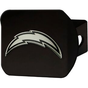 Los Angeles Chargers NFL Black Metal Hitch Cover with 3D Chrome Team Logo by FANMATS - Unique Team Logo Molded Design – Easy Installation on Truck, SUV, Car - Ideal Gift for Die Hard Football Fan