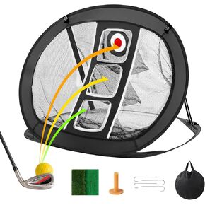 VEVOR Golf Chipping Net, Pop Up Golf Practice Net, Portable Indoor Outdoor Home Golf Hitting Aid Net with Target and Carry Bag, for Backyard Driving Training Swing, Gift for Men, Golf Lover, Red