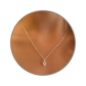 Annika Bella Handmade Adjustable Cubic-Zirconia Rhombus Charm Necklace, Sparkly Necklaces, 925 Sterling Silver Chain Necklace, Rhombus Pendant, Silver Charm Necklace, Layering Necklace, Sparkle, Gifts