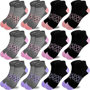 Bemeol Girls Socks 12 Pairs Ankle Socks Girls Athletic Running Low Cut Sports Socks for Little Big Girls