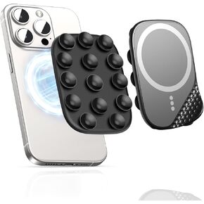 Magnetic Suction Phone Holder for MagSafe, Anti-Slip Hands-Free Phone Holder, Compatible with iPhone MagSafe Phone Case, Perfect for TikTok Videos and Selfies Shower (Black)