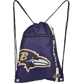 FOCO Baltimore Ravens Big Logo Drawstring Backpack with Zippered Pocket – Limited Edition Ravens Bag – NFL Gear – Show Your Team Spirit with Officially Licensed Baltimore Ravens Fan Gear