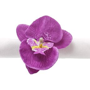Fennco Styles Handmade Orchid Flower Decorative Napkin Rings, Set of 4 – Purple Flower Napkin Holders for Home, Dining Table, Holiday Décor and Special Occasions