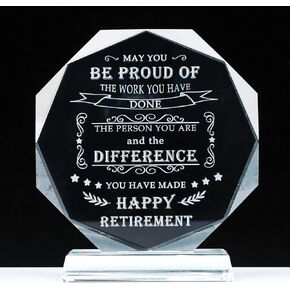 Movdyka Retirement GIfts for Men Women 2024 Cool Glass Plaque Keepsake Best Happy Retirement Gifts for Coworker Nurse Doctor Teacher Boss Military Police