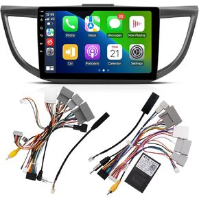 10.2 بوصة Android 12 6G 128G راديو Apple Carplay اللاسلكي لهوندا CRV 2.4L 2015 إلى 2016، شاشة لمس ستيريو للسيارة Android Auto مع وصلة مرآة QLED وشاشة GPS للملاحة (CAN021-R Harness)