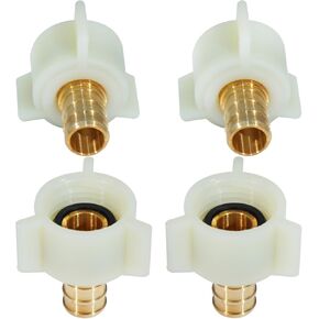 4 Pack PEX Fittings 1/2" x 1/2" PEX Female NPT Threaded Swivel Adapter Brass Crimp Fittings, PEX Plumbing Swivel Fittings, RV PEX Faucet Connector for PEX Tubes