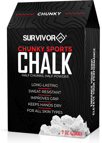 SURVIVOR Gym Chalk - 7oz Ultra Fine Climbing Chalk, Lifting Chalk, Gymnastics Chalk - Pure Magnesium Carbonate Hand Chalk Powder, Weightlifting Chalk Gym - Rock Climbing Chalk for Weightlifting & Gym in Saudi Arabia