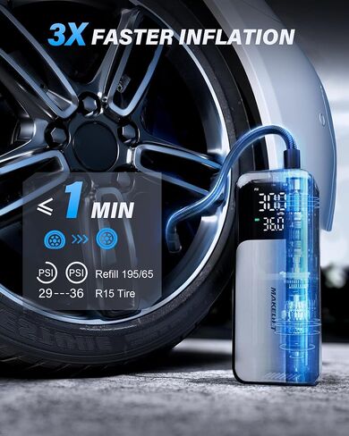 Tire Inflator Portable Air Compressor, 20000mAh & 150 PSI Fast Inflation, 3X Fast Inflation, Cordless Tire Inflator, Air Pump with Tire Gauge Pressure for Car Tires, Bicycle, Motorcycles, Ball in Saudi Arabia