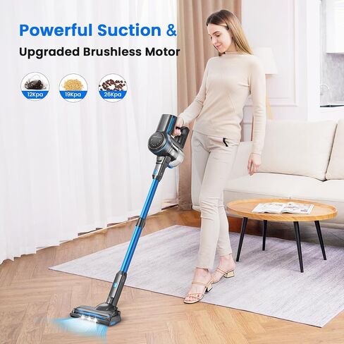 Cordless Vacuum Cleaner, 26Kpa Lightweight Cordless Vacuum, 265W Rechargeable Stick Vacuum with 2500m-Ah Battery, 45min Runtime Versatile Powerful Stick Vacuum for Pet Hair Hardfloor Carpet (Purple) in Saudi Arabia