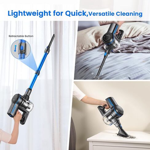 Cordless Vacuum Cleaner, 26Kpa Lightweight Cordless Vacuum, 265W Rechargeable Stick Vacuum with 2500m-Ah Battery, 45min Runtime Versatile Powerful Stick Vacuum for Pet Hair Hardfloor Carpet (Purple) in Saudi Arabia