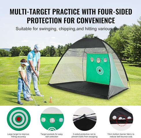 VEVOR Golf Net, 10x7ft Golf Practice Net, Indoor Outdoor Home Golf Swing Training, Golf Hitting Aid Net with Target and Carry Bag, for Backyard Driving Chipping, Gift for Men, Golf Lovers, Sports Game in Saudi Arabia